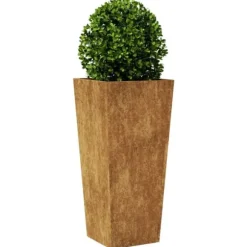 Vejrbestandig havekrukke i stål - Plantekasse | Størrelse: 35x35x75 cm | Farve: Brun