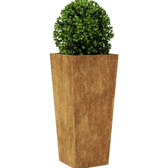 Vejrbestandig havekrukke i stål - Plantekasse | Størrelse: 35x35x75 cm | Farve: Brun
