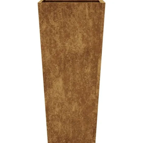 Vejrbestandig havekrukke i stål - Plantekasse | Størrelse: 35x35x75 cm | Farve: Brun