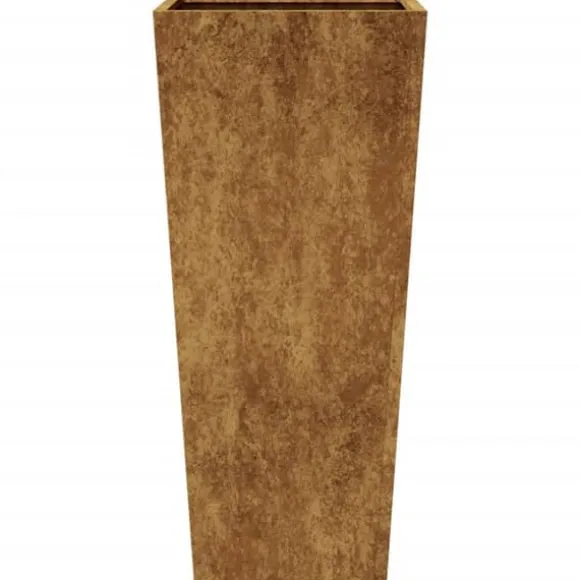 Vejrbestandig havekrukke i stål - Plantekasse | Størrelse: 35x35x75 cm | Farve: Brun