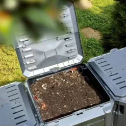 Vejrbestandig kompostbeholder 380 l - Praktisk havekompost | Farve: Sort