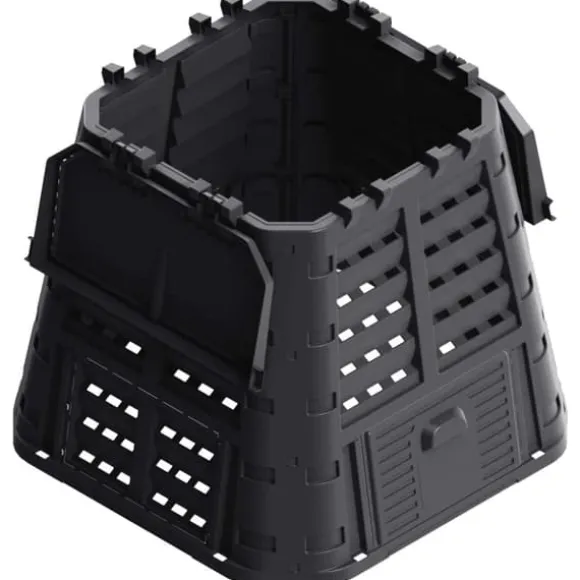Vejrbestandig kompostbeholder 480 liter - Kompakt design | Farve: Sort | Størrelse: 93,3x93,3x80 cm