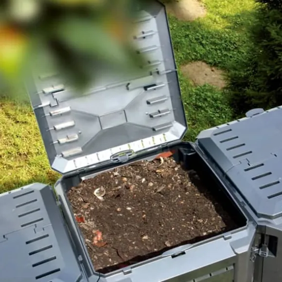 Vejrbestandig kompostbeholder 1200 l – Hurtig nedbrydning af organisk materiale | Farve: Sort