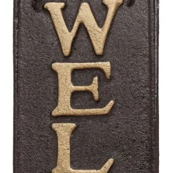 Velkomstskilt, 39,5x18x2 cm, Brun