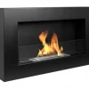Væghængt biopejs med glas 65x40x12 cm BOX Flammeregulering Matsort