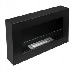 Væghængt biopejs med glas 65x40x12 cm BOX Flammeregulering Matsort
