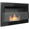 Væghængt biopejs med glas 65x40x12 cm Flammeregulering Sort højglans
