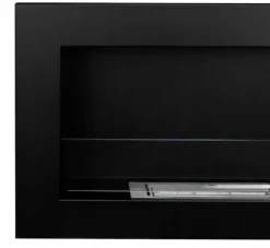 Væghængt biopejs med glas 65x40x12 cm Slank sort struktureret mat