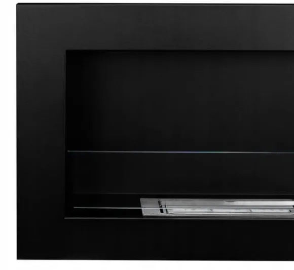 Væghængt biopejs med glas 65x40x12 cm Slank sort struktureret mat