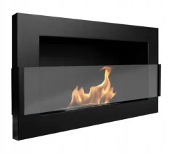 Væghængt biopejs med glas 65x40x12 cm Flammeregulering Matsort