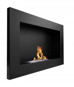Væghængt biopejs 65x40x12 cm Flammeregulering Sort struktureret mat