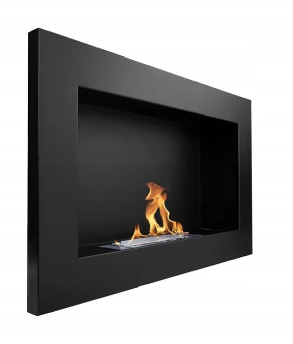 Væghængt biopejs 65x40x12 cm Flammeregulering Sort struktureret mat