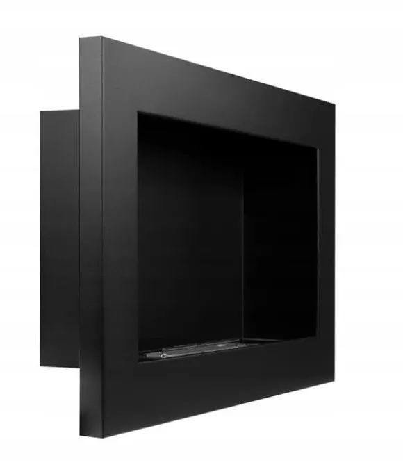 Væghængt biopejs 65x40x12 cm Flammeregulering Sort struktureret mat