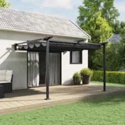 Væghængt pavillon med trækbart tag - Stål | Farve: Antracit