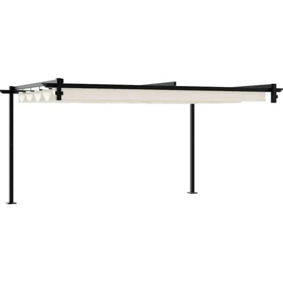 Væghængt Pavillon med Trækbart Tag - Moderne Stål | Farve: Creme