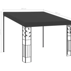 Vægmonteret pavillon 3x3x2,5 m - Havepavillon | Farve: Antracitgrå