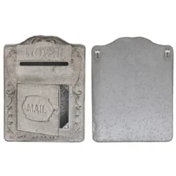 Vægmonteret postkasse, antik/vintage-stil i metal, grå, til have og udendørs brug