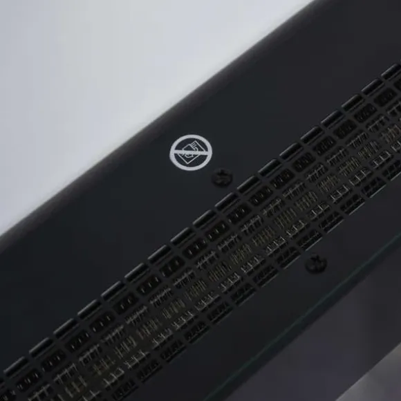 Vægpejs 1000/2000 W med LED-flammeeffekt i 7 farver, fjernbetjening, sort