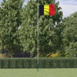 vidaXL Belgien flag og flagstang 6,23 m aluminium - Flag & vimpler