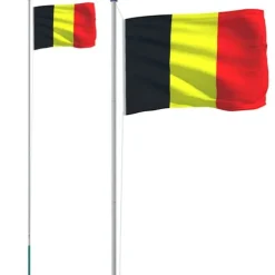 vidaXL Belgien flag og flagstang 6,23 m aluminium - Flag & vimpler