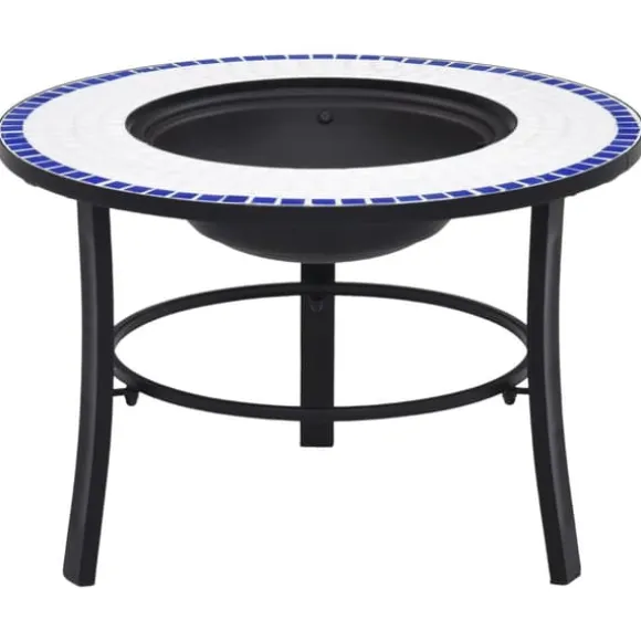 vidaXL bålfad mosaik 68 cm keramik blå og hvid - Ildsteder