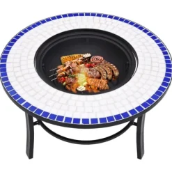 vidaXL bålfad mosaik 68 cm keramik blå og hvid - Ildsteder