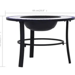 vidaXL bålfad mosaik 68 cm keramik blå og hvid - Ildsteder