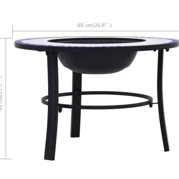 vidaXL bålfad mosaik 68 cm keramik blå og hvid - Ildsteder