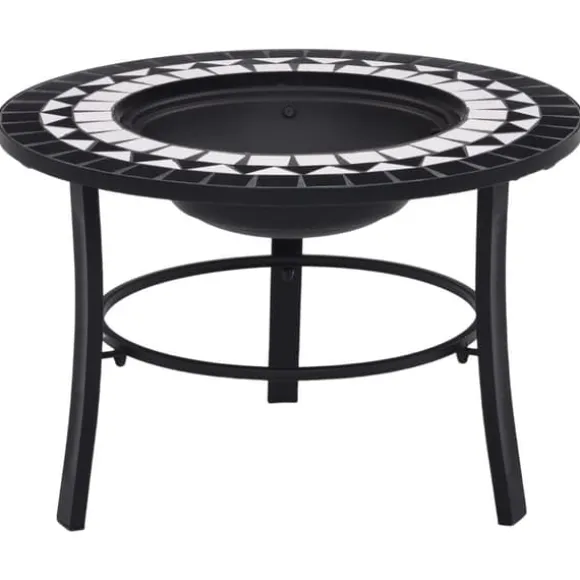 vidaXL bålfad mosaik 68 cm keramik sort og hvid - Ildsteder