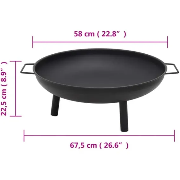 vidaXL bålfad 67,5x58x22,5 cm stål - Ildsteder