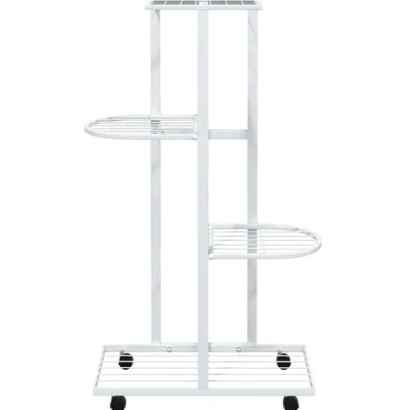vidaXL blomsterstativ 4 niveauer med hjul 44x23x80 cm jern hvid - Planteborde
