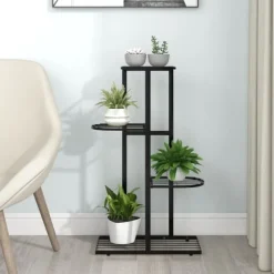 vidaXL blomsterstativ i 4 niveauer 43x22x76 cm metal sort - Planteborde