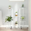vidaXL blomsterstativ med hjul 94,5x24,5x91,5 cm jern hvid - Planteborde