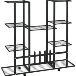 vidaXL blomsterstativ med hjul 94,5x24,5x91,5 cm jern sort - Planteborde