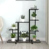 vidaXL blomsterstativ med hjul 94,5x25x92,5 cm metal sort - Planteborde