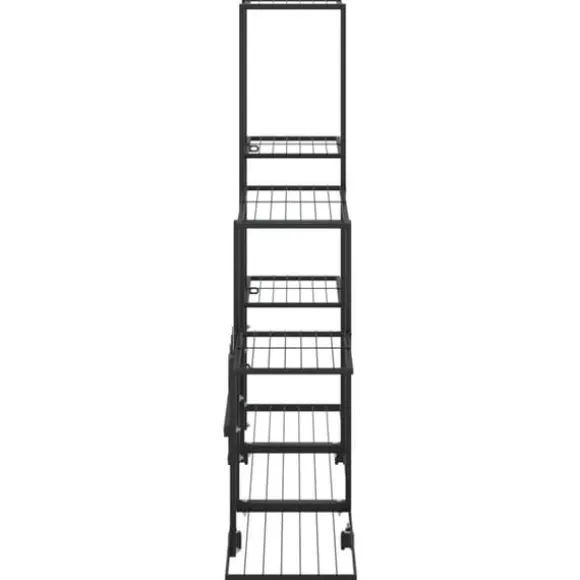 vidaXL blomsterstativ med hjul 94,5x25x92,5 cm metal sort - Planteborde