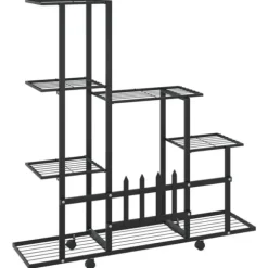 vidaXL blomsterstativ med hjul 94,5x25x92,5 cm metal sort - Planteborde