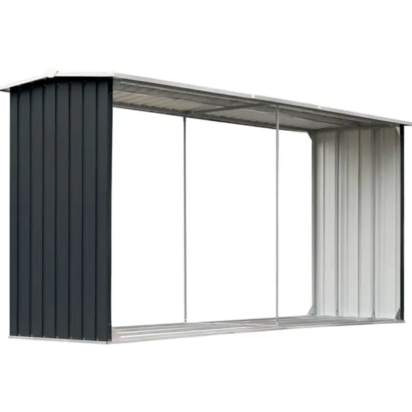 vidaXL brændeskur 330 x 92 x 153 cm galvaniseret stål antracitgrå