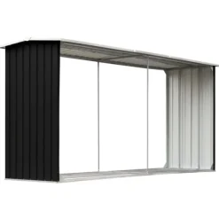 vidaXL brændeskur 330 x 92 x 153 cm galvaniseret stål antracitgrå - Brændekurve – tilbehør
