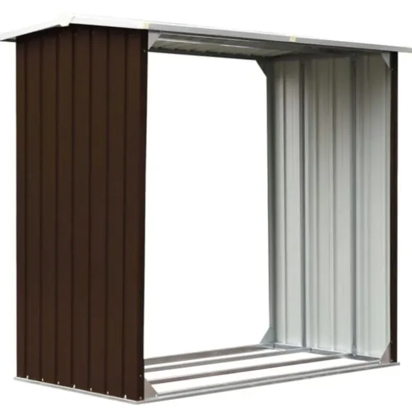 vidaXL brændeskur 172 x 91 x 154 cm galvaniseret stål brun - Brændekurve – tilbehør