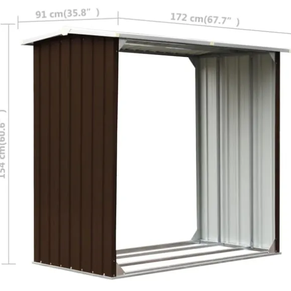 vidaXL brændeskur 172 x 91 x 154 cm galvaniseret stål brun - Brændekurve – tilbehør