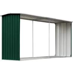 vidaXL brændeskur til haven 330 x 92 x 153 cm galvaniseret stål grøn