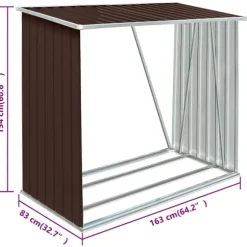 vidaXL brændeskur til haven 163x83x154 cm galvaniseret stål brun
