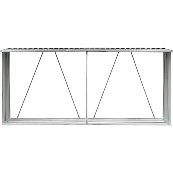 vidaXL brændeskur til haven galvaniseret stål 330x84x152 cm grå