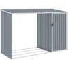 vidaXL brændeskur 245x98x159 cm galvaniseret stål grå - Skure & Redskabsskure