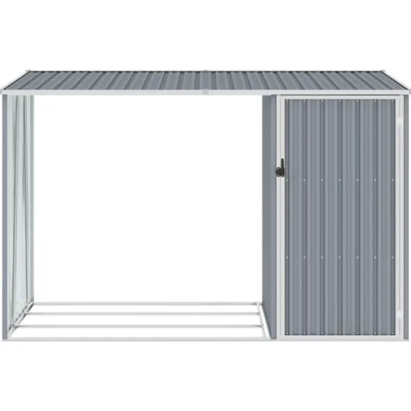 vidaXL brændeskur 245x98x159 cm galvaniseret stål grå - Skure & Redskabsskure