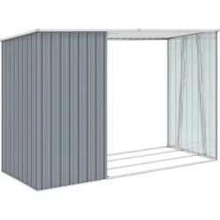 vidaXL brændeskur 245x98x159 cm galvaniseret stål grå - Skure & Redskabsskure