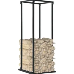 vidaXL brændestativ med bund 37 x 37 x 113 cm sort stål - Brændekurve
