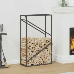 vidaXL brændestativ 60x25x100 cm koldvalset stål sort