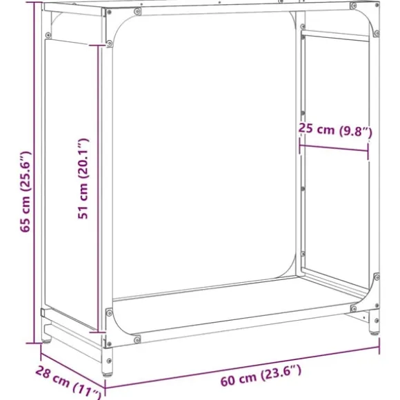 vidaXL brændestativ 60x28x65 cm koldvalset stål antracitgrå
